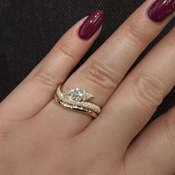 Luna Skye 14kt Gold Teardrop Diamond Lina Ring - Picture 1 of 12